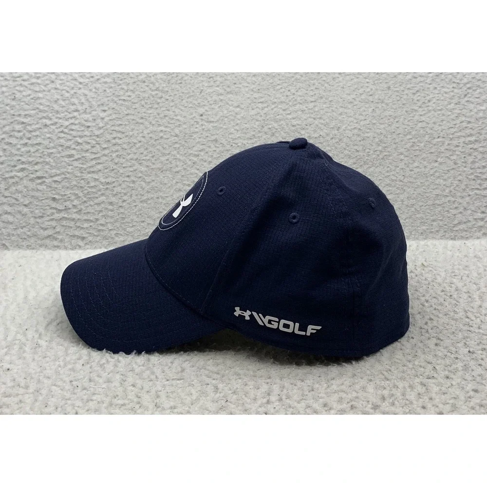 Under Armour Golf Fitted Hat Mens Size L/XL Navy Blue Vented Sports Athletic Dad